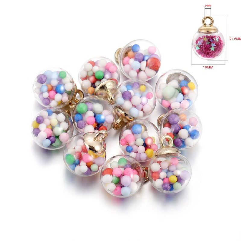 Glass Ball Pendant Earrings Necklace Sequin Crystal Ball DIY Jewelry Accessories
