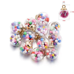 Glass Ball Pendant Earrings Necklace Sequin Crystal Ball DIY Jewelry Accessories