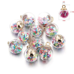 Glass Ball Pendant Earrings Necklace Sequin Crystal Ball DIY Jewelry Accessories