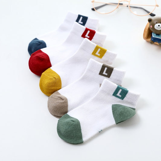 5 Pairs Kids Mesh Socks, Breathable Cotton Ankle Socks for Girls & Boys