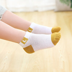 5 Pairs Kids Mesh Socks, Breathable Cotton Ankle Socks for Girls & Boys