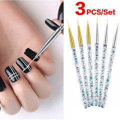 3pcs Nail Art Liner Brushes Kit Superfine Brush for Acrylic DIY Nail Drawing