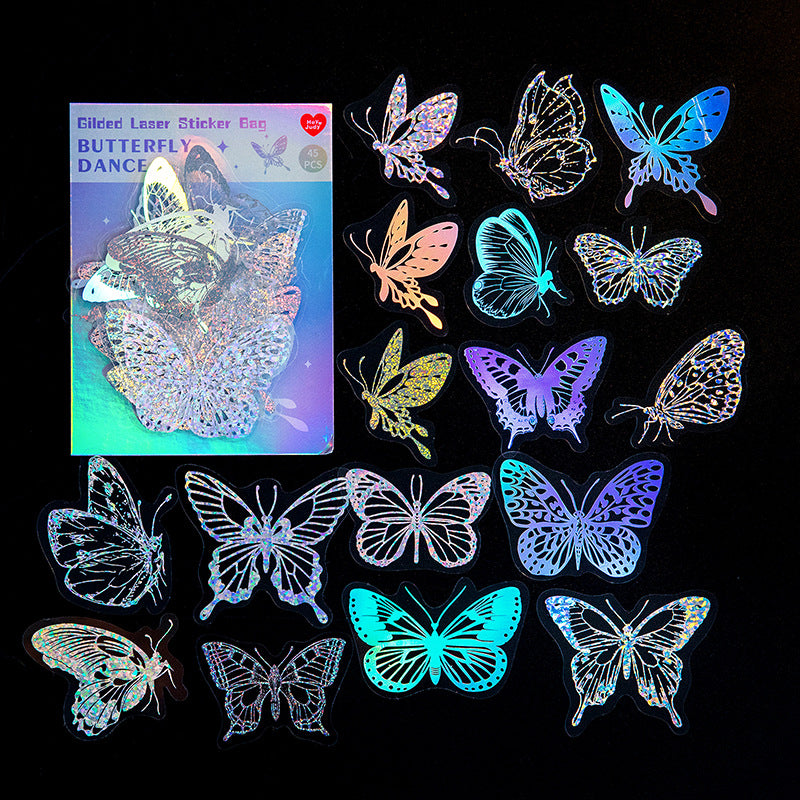 45pcs Magic Astrolabe Butterfly Moon Silver Sticker Scrapbooking DIY Label Diary