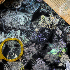 45pcs Magic Astrolabe Butterfly Moon Silver Sticker Scrapbooking DIY Label Diary