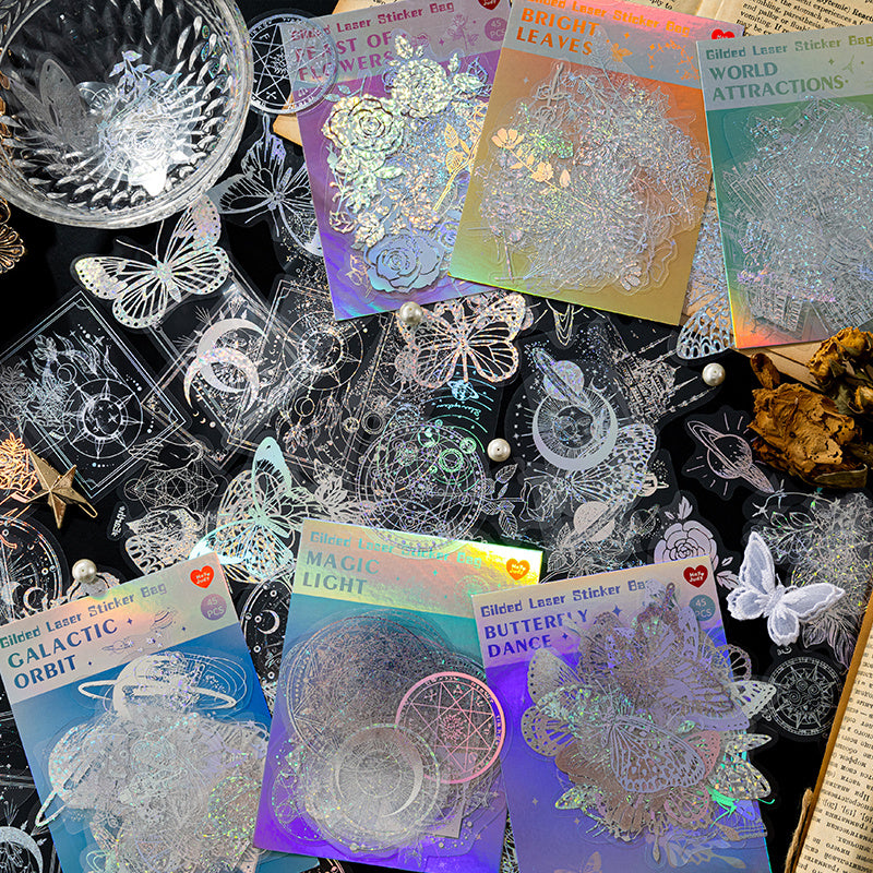 45pcs Magic Astrolabe Butterfly Moon Silver Sticker Scrapbooking DIY Label Diary