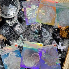 45pcs Magic Astrolabe Butterfly Moon Silver Sticker Scrapbooking DIY Label Diary