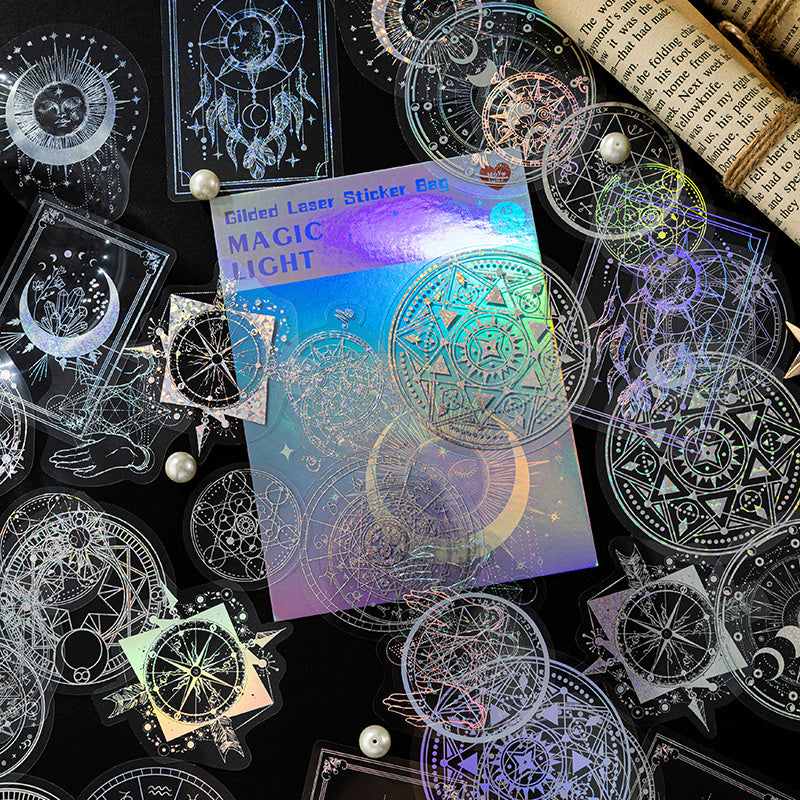 45pcs Magic Astrolabe Butterfly Moon Silver Sticker Scrapbooking DIY Label Diary