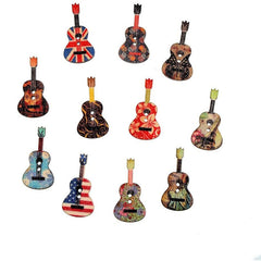 50pcs Mixed Wood Buttons 2 Holes Creative Flower Guitar Shape Sewing