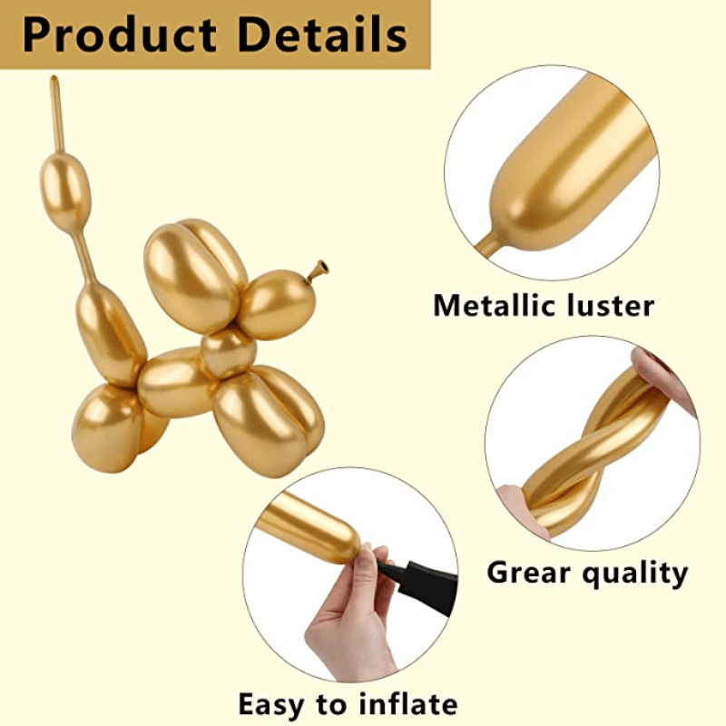 20pcs Metal Golden Twist Balloons for Party Decoration DIY Animal Balloons