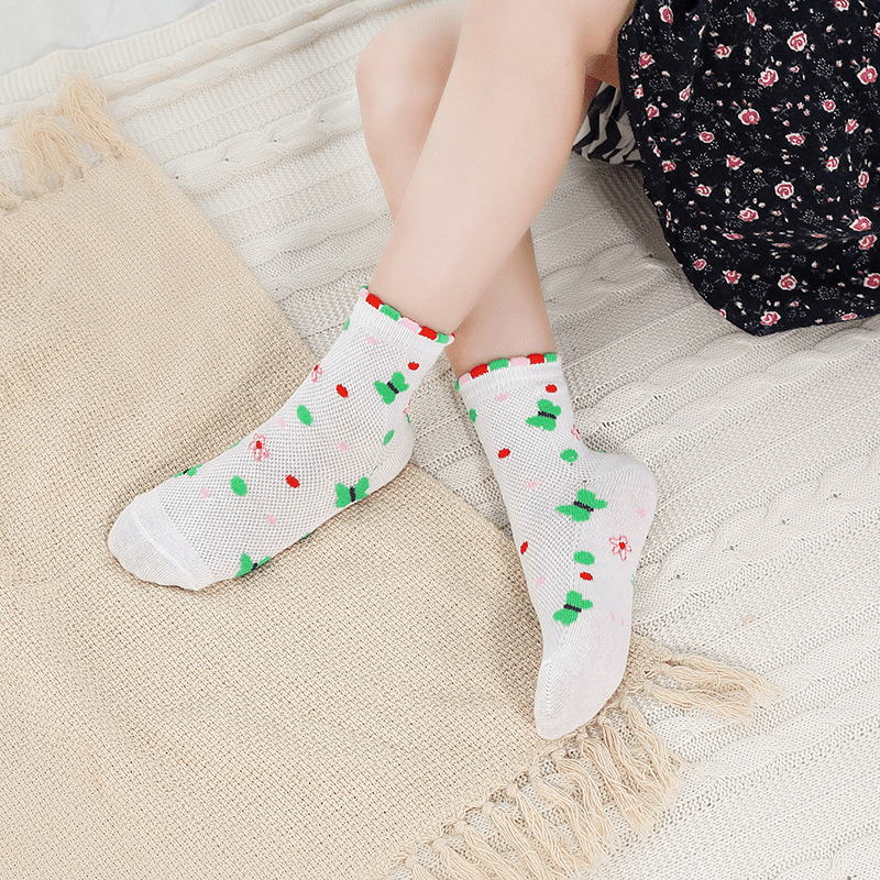 5pairs Kids Mesh Breathable Socks for Girls