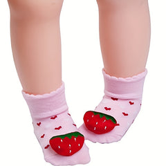 Striped Plush Doll Decor Floor Socks for Baby Boys and Girls