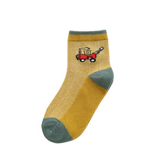 Kids Cartoon Car Pattern Cotton Crew Socks - 5 Pairs