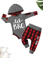 Plaid Patterned Outfit for Newborn Boys Long Sleeve Set
