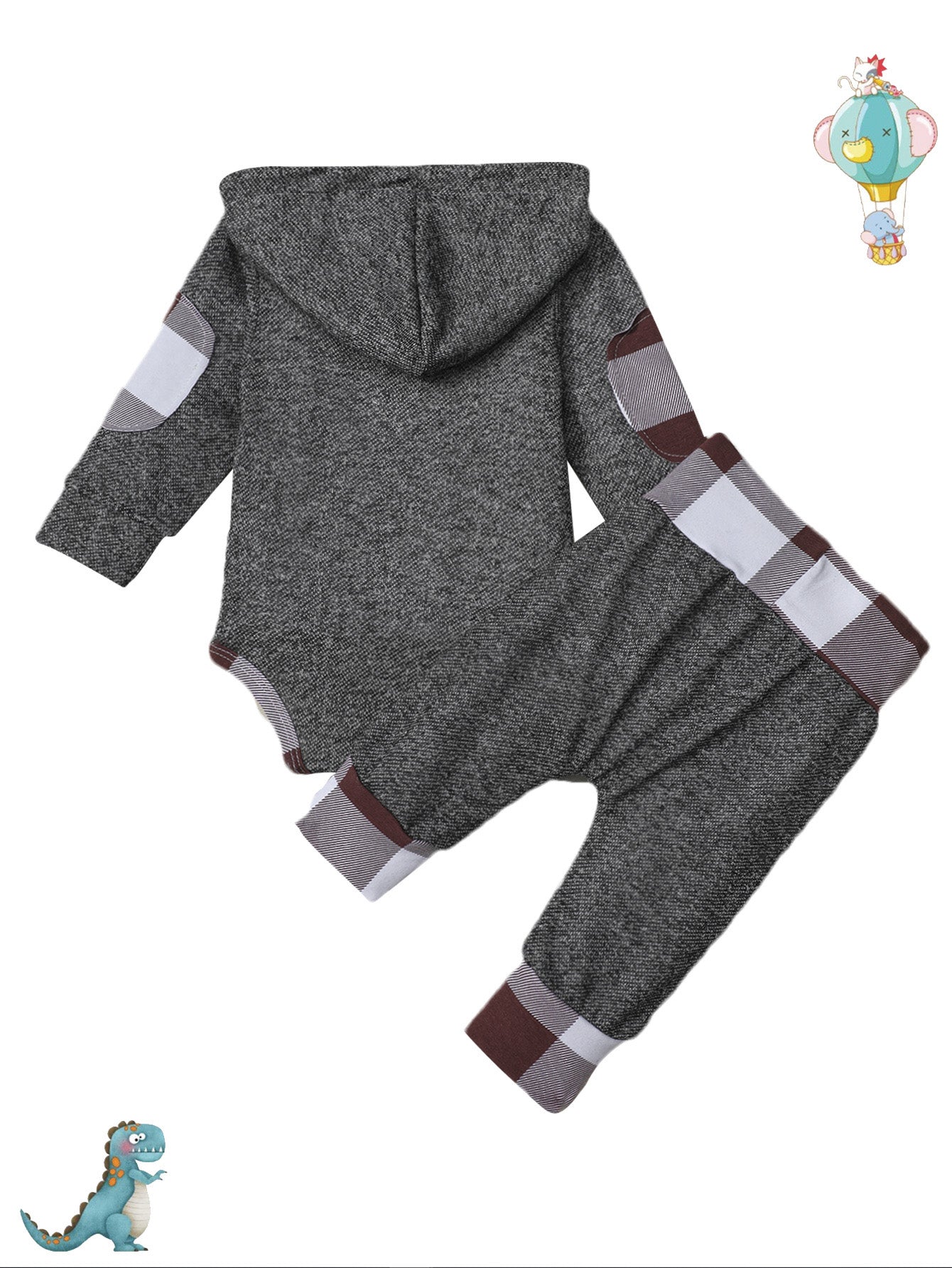 Plaid Patterned Outfit for Newborn Boys Long Sleeve Set