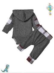 Plaid Patterned Outfit for Newborn Boys Long Sleeve Set