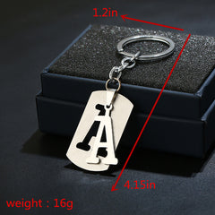 T Letter Double Layer Keychain Stainless Steel Key Chain Car Key Ring Pendant