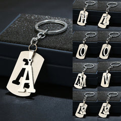 T Letter Double Layer Keychain Stainless Steel Key Chain Car Key Ring Pendant