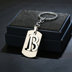 T Letter Double Layer Keychain Stainless Steel Key Chain Car Key Ring Pendant