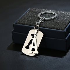T Letter Double Layer Keychain Stainless Steel Key Chain Car Key Ring Pendant