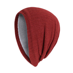 Men's Winter Fleece Knitted Hat Solid Striped Warm Ear Protection