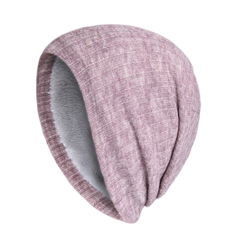 Men's Winter Fleece Knitted Hat Solid Striped Warm Ear Protection