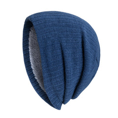 Men's Winter Fleece Knitted Hat Solid Striped Warm Ear Protection
