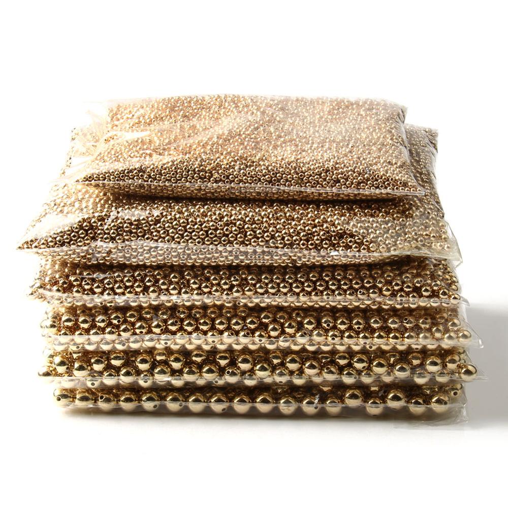 CCB Round Seed Spacer Loose Beads 30-500pcs Plated for Jewelry Making DIY