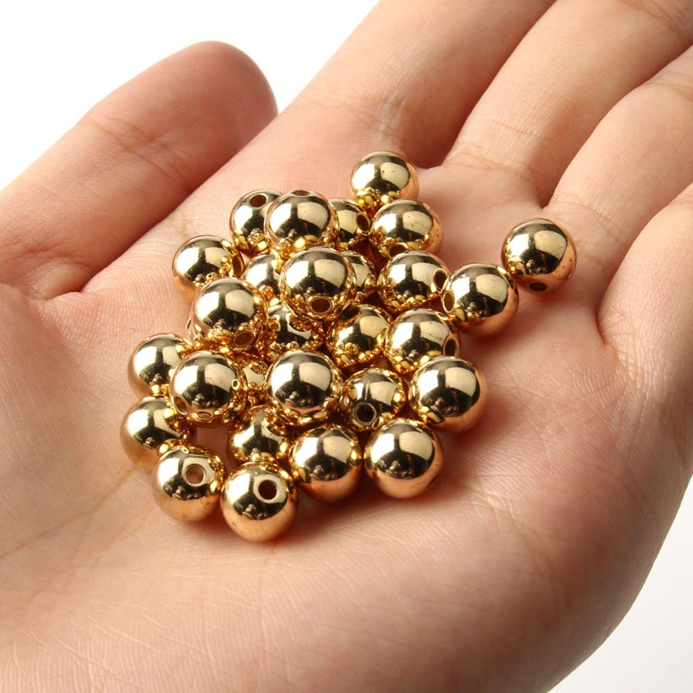 CCB Round Seed Spacer Loose Beads 30-500pcs Plated for Jewelry Making DIY