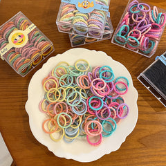 100pcs Girls Hair Tie Stretch Rubber Bands Ponytail Holders Hair Accessories