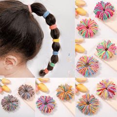 100pcs Girls Hair Tie Stretch Rubber Bands Ponytail Holders Hair Accessories