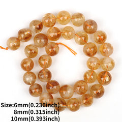 Natural Citrine Yellow Quartz Beads for Jewelry Making DIY Bracelet