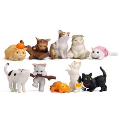 10pcs Colorful Cats Micro Landscape Gardening Figures