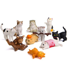 10pcs Colorful Cats Micro Landscape Gardening Figures