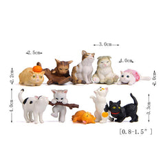 10pcs Colorful Cats Micro Landscape Gardening Figures