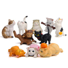 10pcs Colorful Cats Micro Landscape Gardening Figures