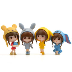 4pcs Girl Key Chains Action Figure Bag Pendants Couple Charms