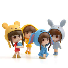 4pcs Girl Key Chains Action Figure Bag Pendants Couple Charms