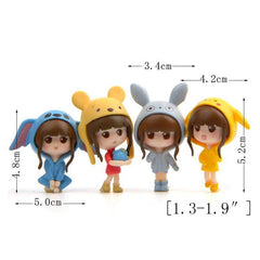 4pcs Girl Key Chains Action Figure Bag Pendants Couple Charms