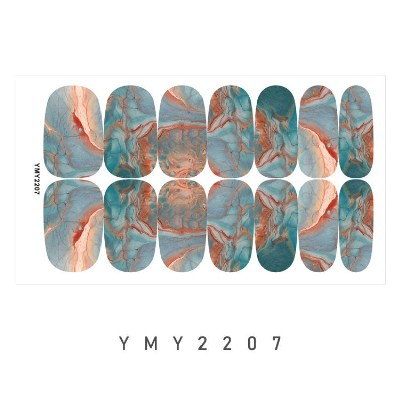 Y2K Gradient Nail Polish Stickers Spring Summer Marble Nail Stickers