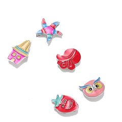 5pcs Cartoon Brooch Set Fruit Bird Airplane Palm Cross Pins