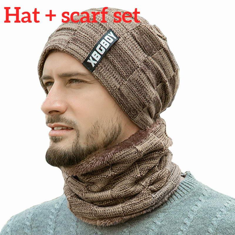 Fleece Knit Beanie Hat & Scarf Set Ear Neck Protection Winter Outdoor