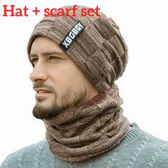 Fleece Knit Beanie Hat & Scarf Set Ear Neck Protection Winter Outdoor