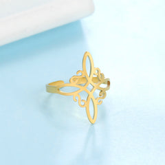 Irish Celtic Knot Ring Stainless Steel Adjustable Women's Cross Amulet Ring