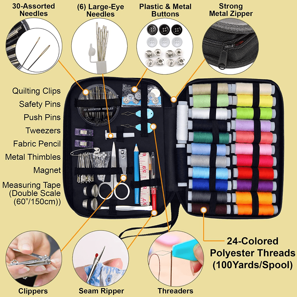 100-Piece Sewing Kit with Threads and Accessories