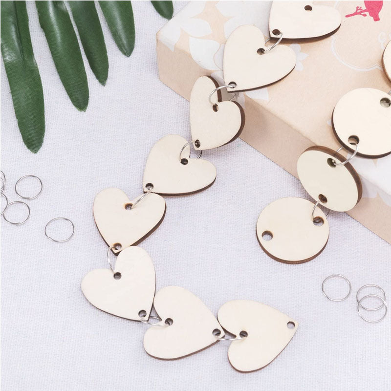 200pcs Wooden Heart Tags With Holes - Arts and Crafts Supplies