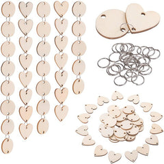 200pcs Wooden Heart Tags With Holes - Arts and Crafts Supplies