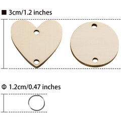 200pcs Wooden Heart Tags With Holes - Arts and Crafts Supplies