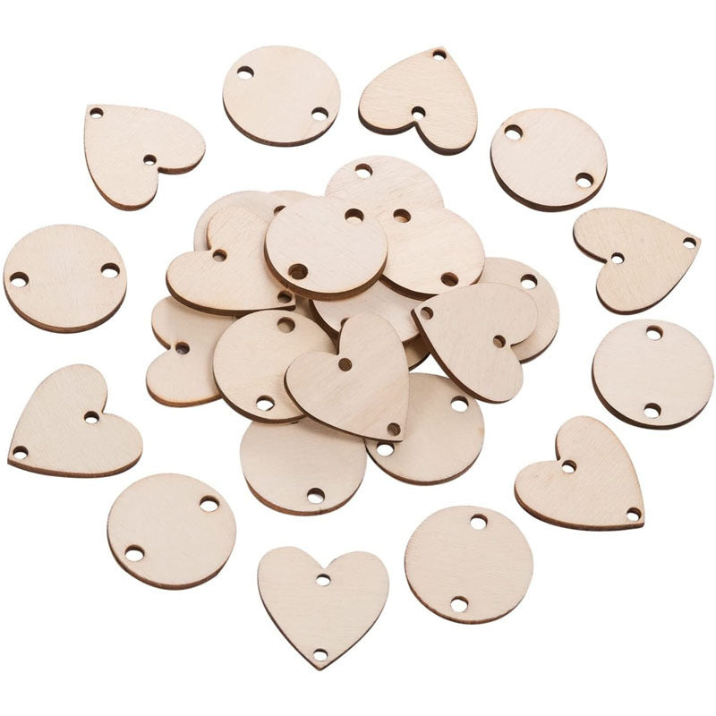 200pcs Wooden Heart Tags With Holes - Arts and Crafts Supplies