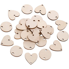 200pcs Wooden Heart Tags With Holes - Arts and Crafts Supplies