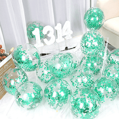 12pcs 12" Green Sequin Latex Balloons for Party Decoration